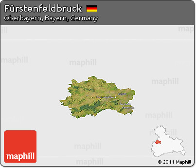 Satellite 3D Map of Fürstenfeldbruck, single color outside