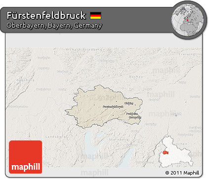 Shaded Relief 3D Map of Fürstenfeldbruck, lighten