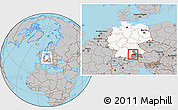 Gray Location Map of Fürstenfeldbruck, highlighted country, highlighted parent region, within the entire country