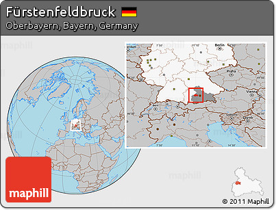 Gray Location Map of Fürstenfeldbruck, highlighted country, highlighted parent region