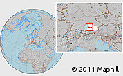 Gray Location Map of Fürstenfeldbruck, highlighted parent region, hill shading