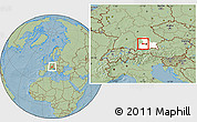 Savanna Style Location Map of Fürstenfeldbruck, highlighted parent region, hill shading