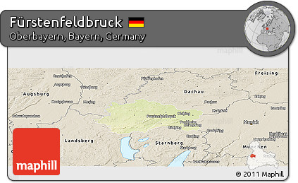 Physical Panoramic Map of Fürstenfeldbruck, shaded relief outside