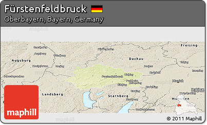 Physical Panoramic Map of Fürstenfeldbruck, shaded relief outside