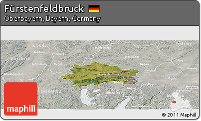 Satellite Panoramic Map of Fürstenfeldbruck, lighten, semi-desaturated
