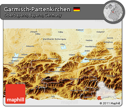 Physical 3D Map of Garmisch-Partenkirchen