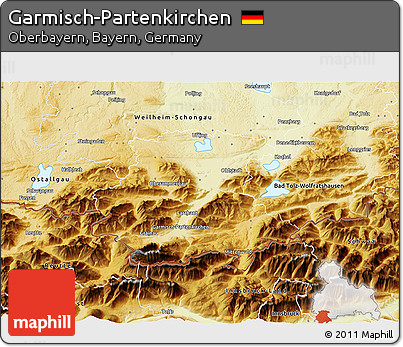 Physical 3D Map of Garmisch-Partenkirchen