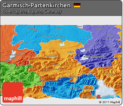 Political 3D Map of Garmisch-Partenkirchen