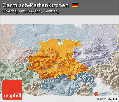 Political 3D Map of Garmisch-Partenkirchen, lighten, semi-desaturated