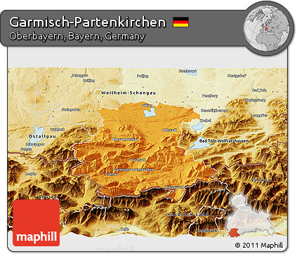 Political 3D Map of Garmisch-Partenkirchen, physical outside