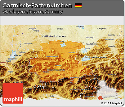 Political 3D Map of Garmisch-Partenkirchen, physical outside