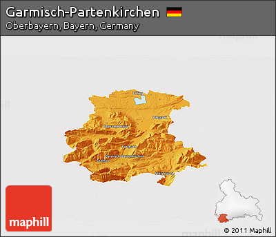 Political 3D Map of Garmisch-Partenkirchen, single color outside