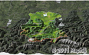 Satellite 3D Map of Garmisch-Partenkirchen, darken, semi-desaturated