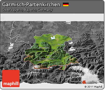 Satellite 3D Map of Garmisch-Partenkirchen, desaturated