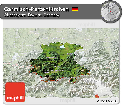 Satellite 3D Map of Garmisch-Partenkirchen, lighten