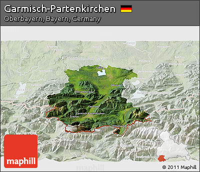Satellite 3D Map of Garmisch-Partenkirchen, lighten