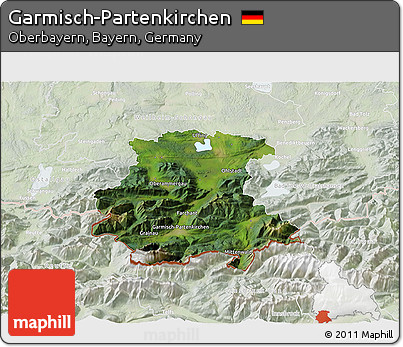 Satellite 3D Map of Garmisch-Partenkirchen, lighten