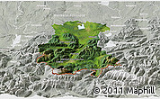 Satellite 3D Map of Garmisch-Partenkirchen, lighten, semi-desaturated