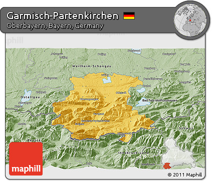 Savanna Style 3D Map of Garmisch-Partenkirchen