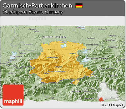 Savanna Style 3D Map of Garmisch-Partenkirchen