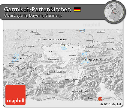 Silver Style 3D Map of Garmisch-Partenkirchen