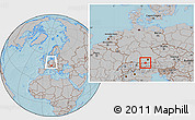 Gray Location Map of Garmisch-Partenkirchen, within the entire country, hill shading