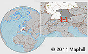 Gray Location Map of Garmisch-Partenkirchen, highlighted country, highlighted grandparent region, hill shading