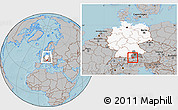 Gray Location Map of Garmisch-Partenkirchen, highlighted country, highlighted parent region, within the entire country, hill shading