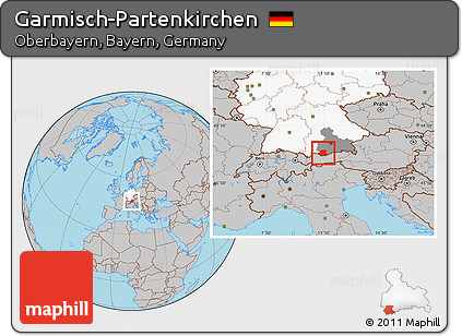 Gray Location Map of Garmisch-Partenkirchen, highlighted country, highlighted parent region