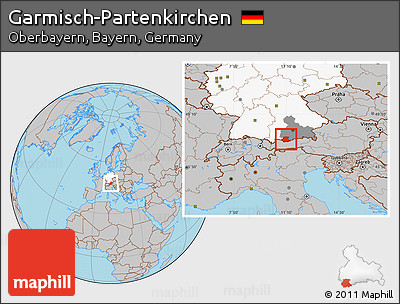 Gray Location Map of Garmisch-Partenkirchen, highlighted country, highlighted parent region