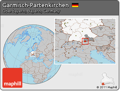 Gray Location Map of Garmisch-Partenkirchen, highlighted country, highlighted parent region