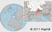 Gray Location Map of Garmisch-Partenkirchen, highlighted country, highlighted parent region, hill shading