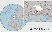 Gray Location Map of Garmisch-Partenkirchen, highlighted grandparent region, hill shading