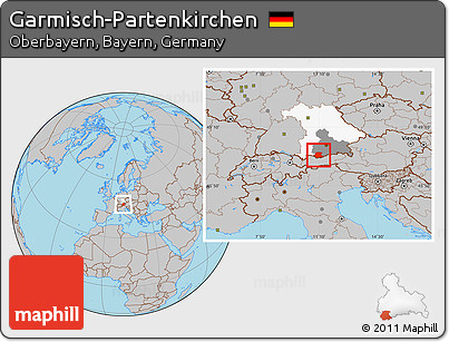 Gray Location Map of Garmisch-Partenkirchen, highlighted parent region, highlighted grandparent region