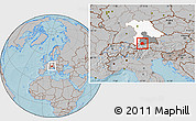 Gray Location Map of Garmisch-Partenkirchen, highlighted parent region, highlighted grandparent region, hill shading