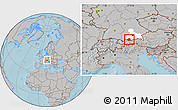 Gray Location Map of Garmisch-Partenkirchen, highlighted parent region, hill shading