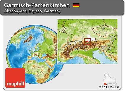 Physical Location Map of Garmisch-Partenkirchen, highlighted parent region