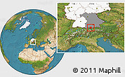 Satellite Location Map of Garmisch-Partenkirchen, highlighted country, highlighted grandparent region