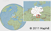 Savanna Style Location Map of Garmisch-Partenkirchen, highlighted country, highlighted parent region, within the entire country, hill shading