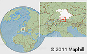 Savanna Style Location Map of Garmisch-Partenkirchen, highlighted grandparent region, hill shading