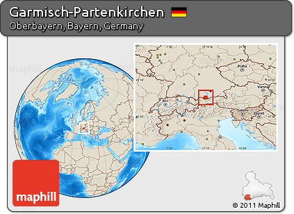 Shaded Relief Location Map of Garmisch-Partenkirchen