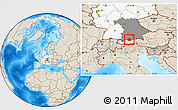 Shaded Relief Location Map of Garmisch-Partenkirchen, highlighted country, highlighted grandparent region