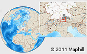 Shaded Relief Location Map of Garmisch-Partenkirchen, highlighted country, highlighted parent region