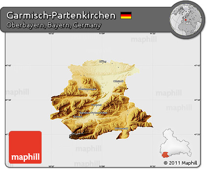 Physical Map of Garmisch-Partenkirchen, single color outside