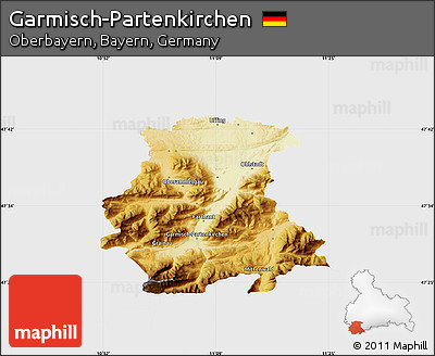 Physical Map of Garmisch-Partenkirchen, single color outside