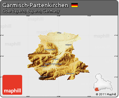 Physical Map of Garmisch-Partenkirchen, single color outside