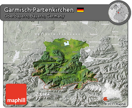 Satellite Map of Garmisch-Partenkirchen, lighten, semi-desaturated