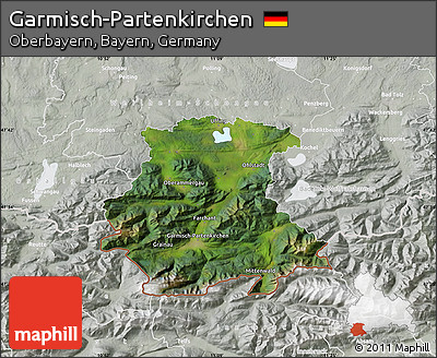 Satellite Map of Garmisch-Partenkirchen, lighten, semi-desaturated