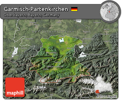 Satellite Map of Garmisch-Partenkirchen, semi-desaturated