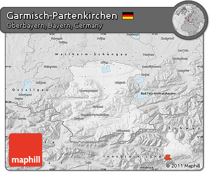 Silver Style Map of Garmisch-Partenkirchen